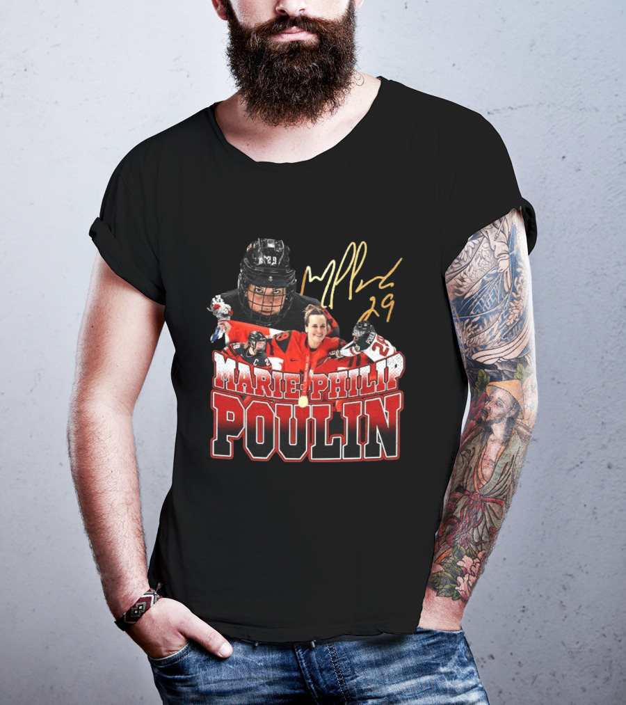 Marie Philip Poulin 29 Women's Ice Hockey Gold Medalist Signature T-Shirt