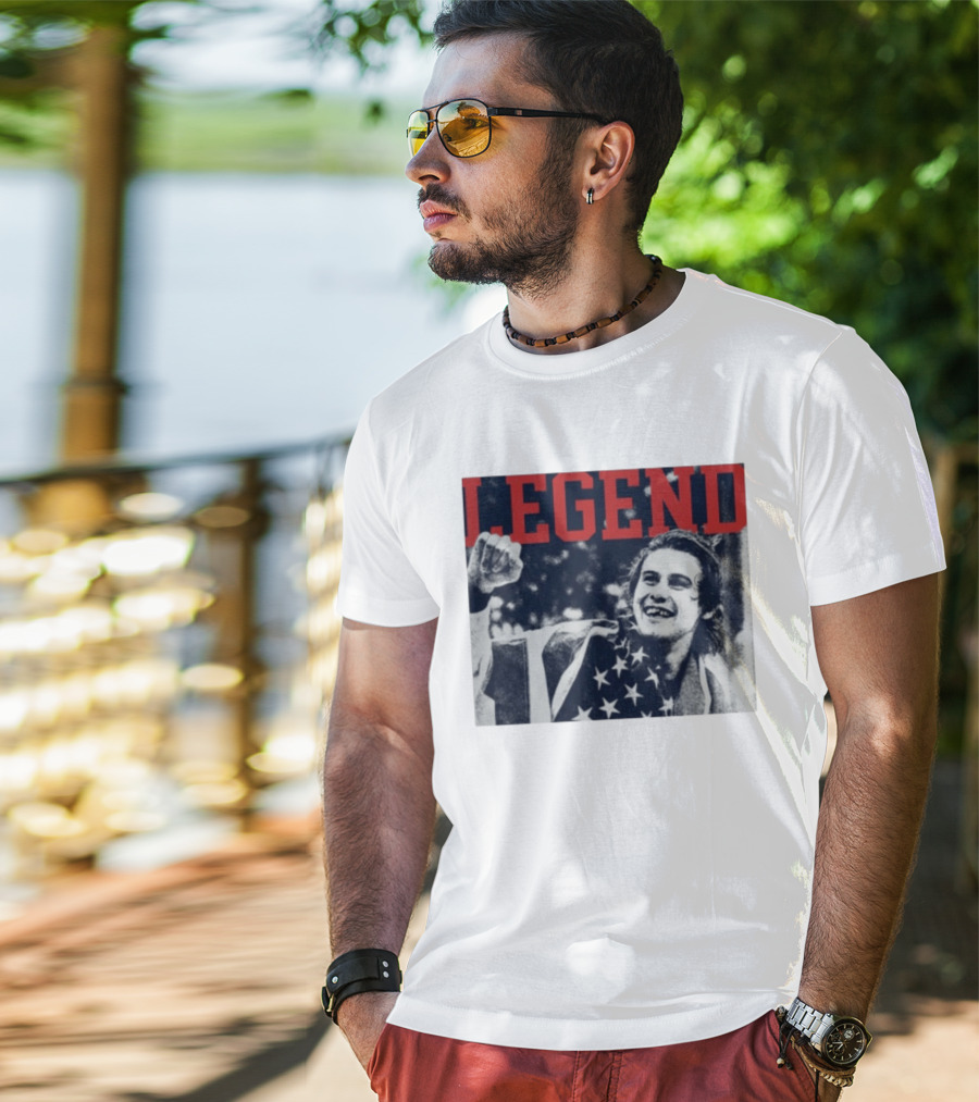 The Ice Sacrifice Jack Hughes Legend Fist Raised American Flag T-Shirt