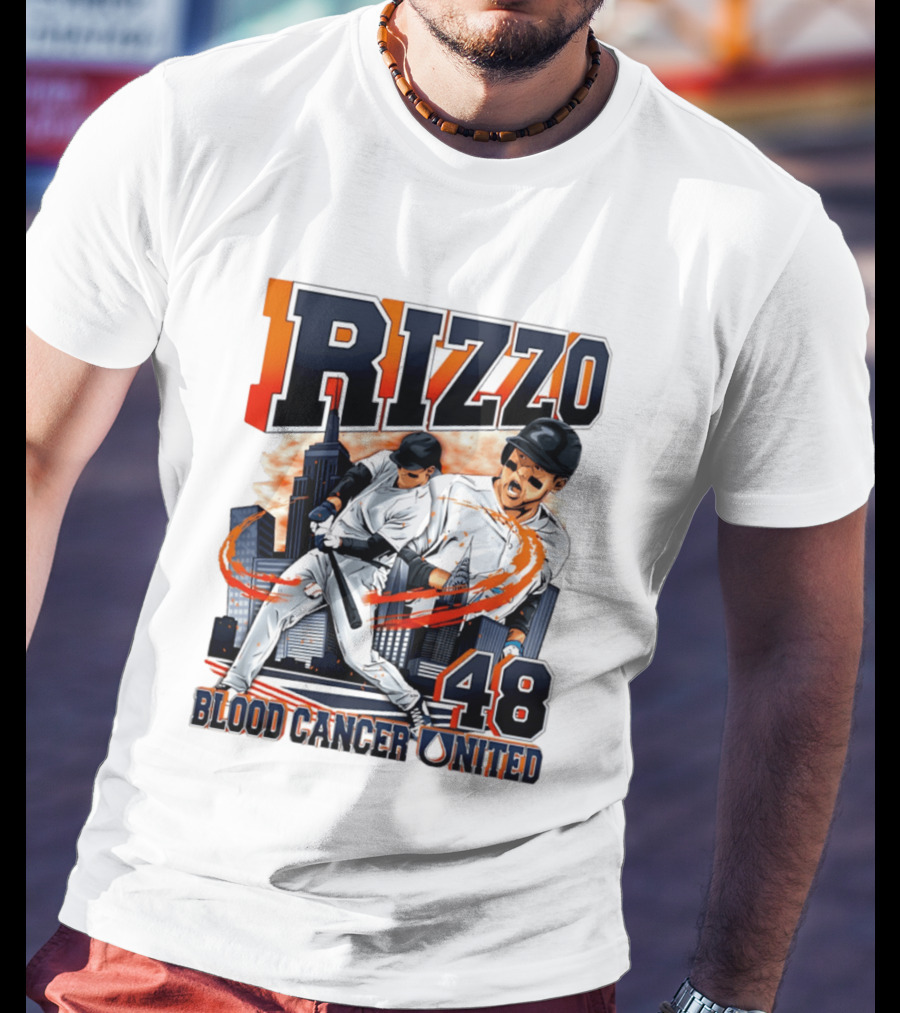 Rizzo 48 Blood Cancer United Hand Drawn Baseball T-Shirt
