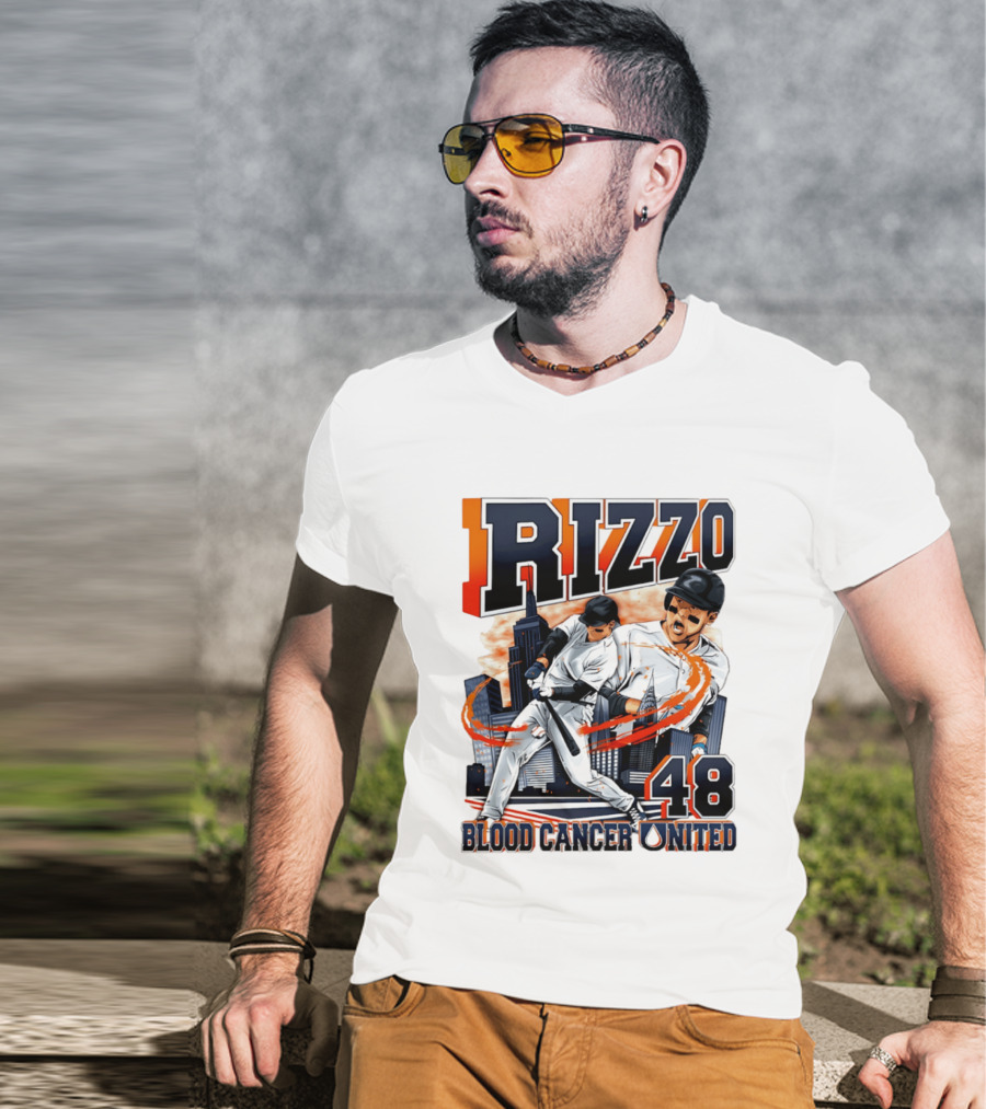 Rizzo 48 Blood Cancer United Hand Drawn Baseball T-Shirt