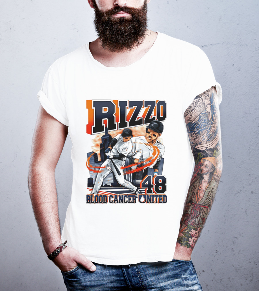 Rizzo 48 Blood Cancer United Hand Drawn Baseball T-Shirt
