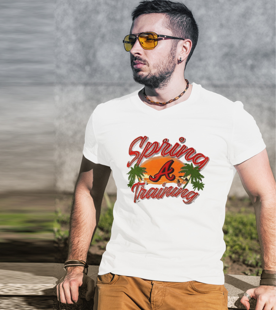 Atlanta Braves Spring Training Sunset Logo Palm Trees T-Shirt