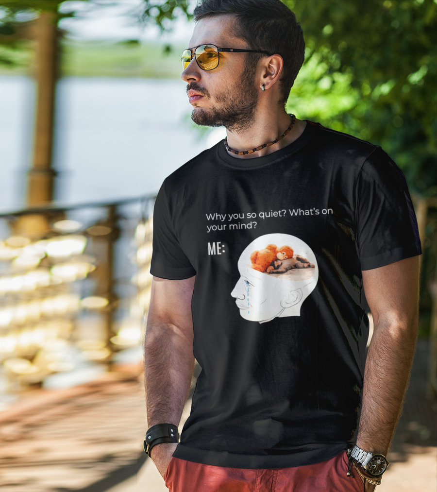 Punch Monkey Why You So Quiet What's On Your Mind Quirky Plush Toy Headspace T-Shirt