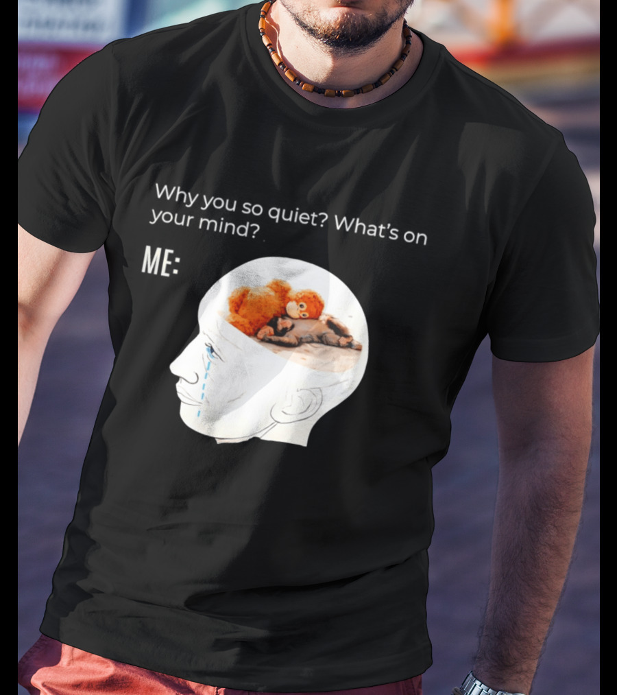 Punch Monkey Why You So Quiet What's On Your Mind Quirky Plush Toy Headspace T-Shirt