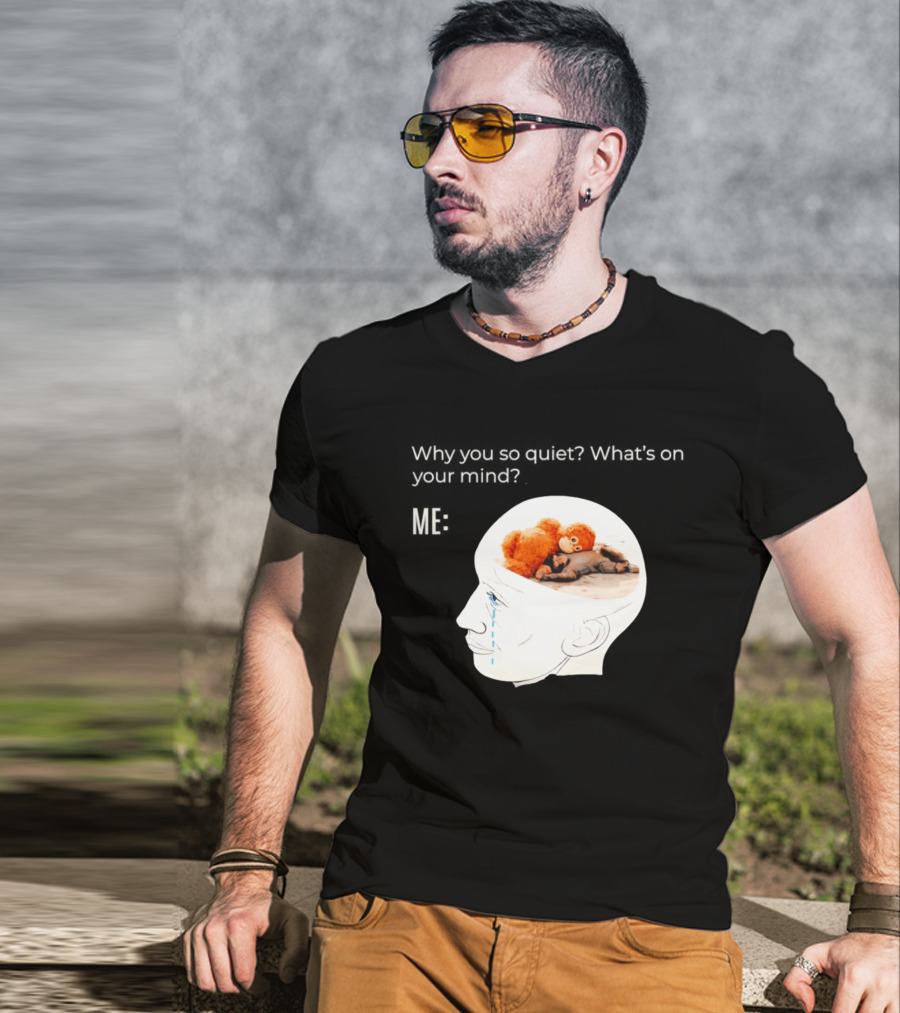 Punch Monkey Why You So Quiet What's On Your Mind Quirky Plush Toy Headspace T-Shirt