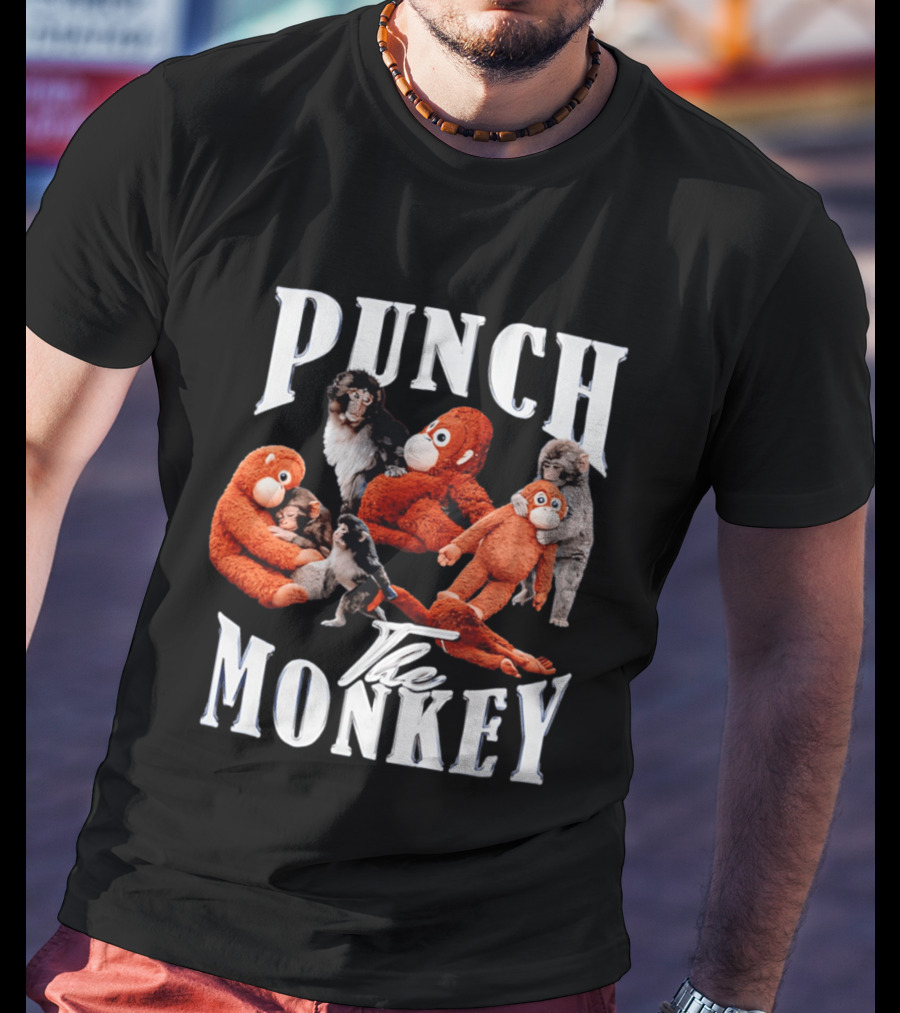 Punch The Monkey Stuffed Animal Toy Collection Playful T-Shirt