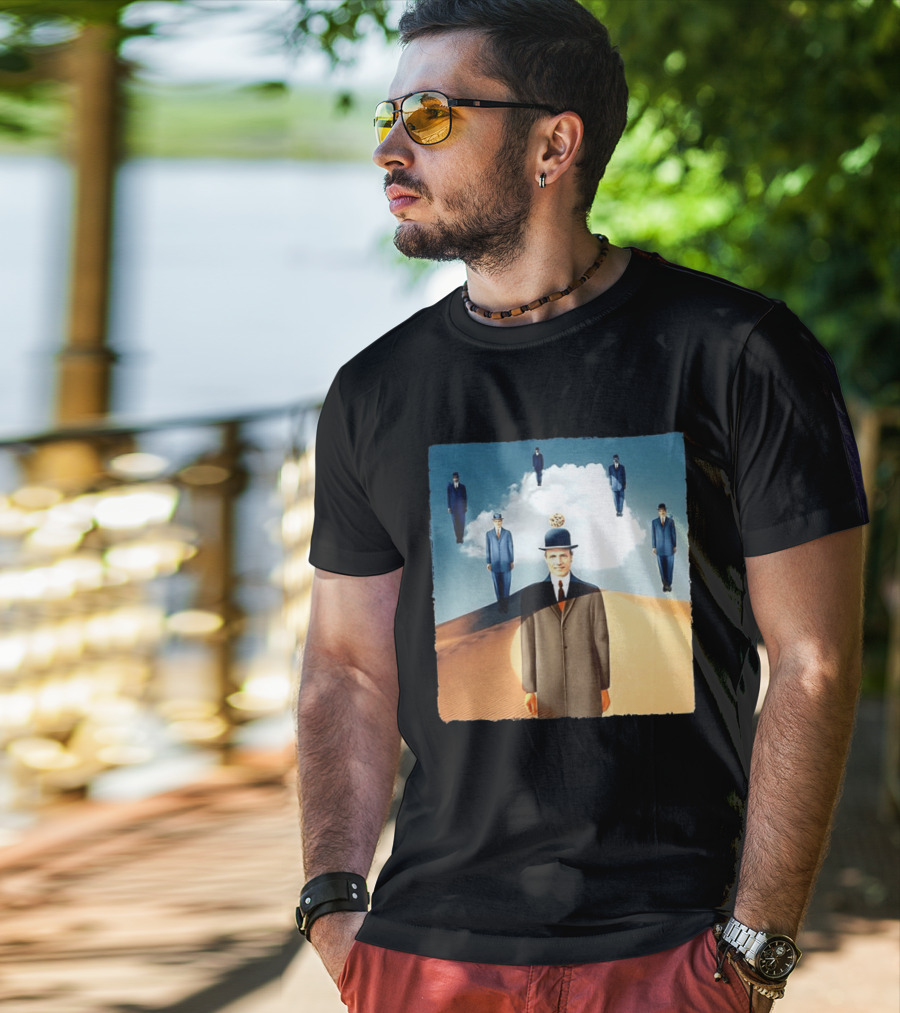 René Magritte X Jean Leloup Son Of Man Remix Surreal Desert Landscape T-Shirt