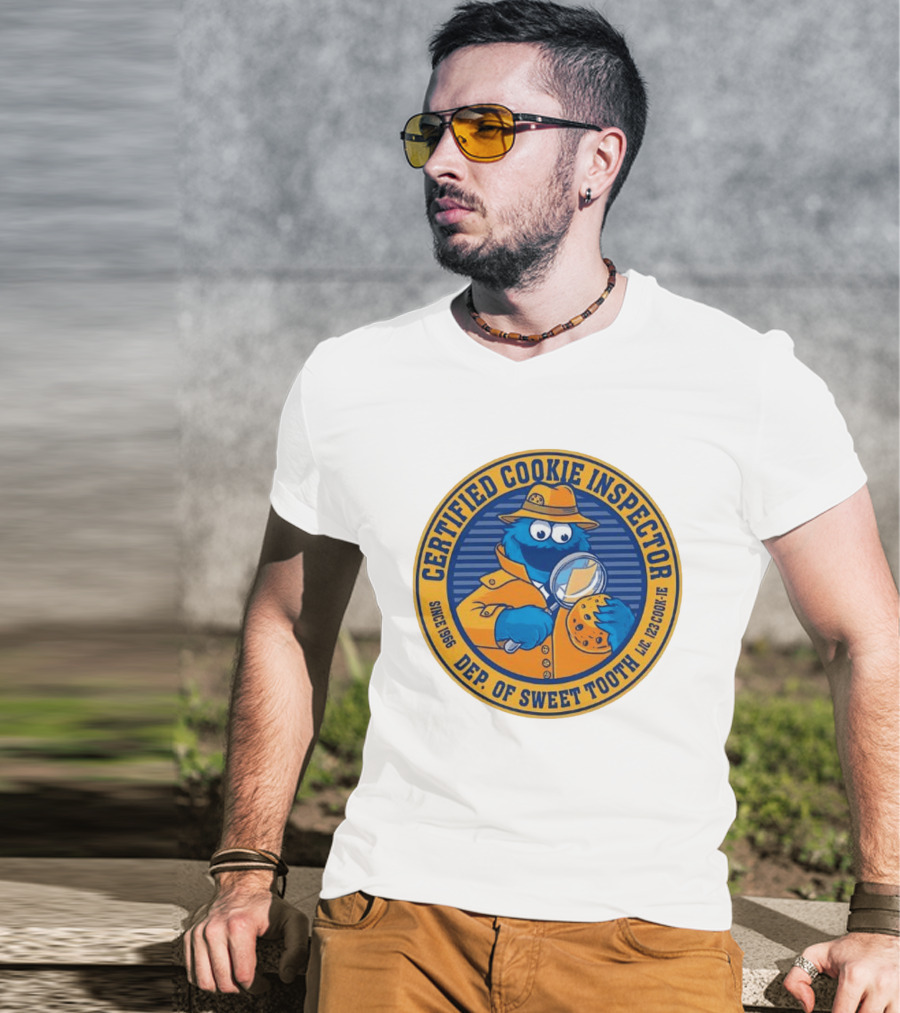 Certified Cookie Inspector Cookie Monster Since 1996 Dept Of Sweet Tooth T-Shirt