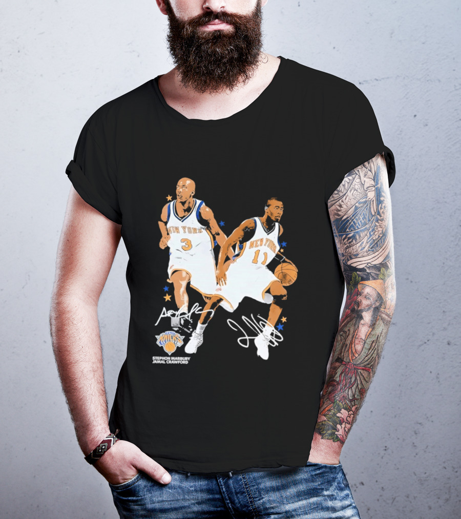 Stephon Marbury Jamal Crawford New York Knicks 3 11 Signatures T-Shirt