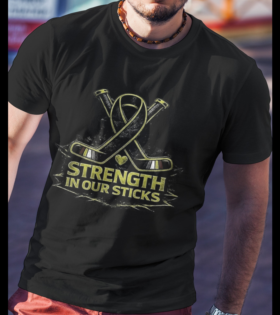 Strength In Our Sticks NHL Hockey Ribbon Support T-Shirt