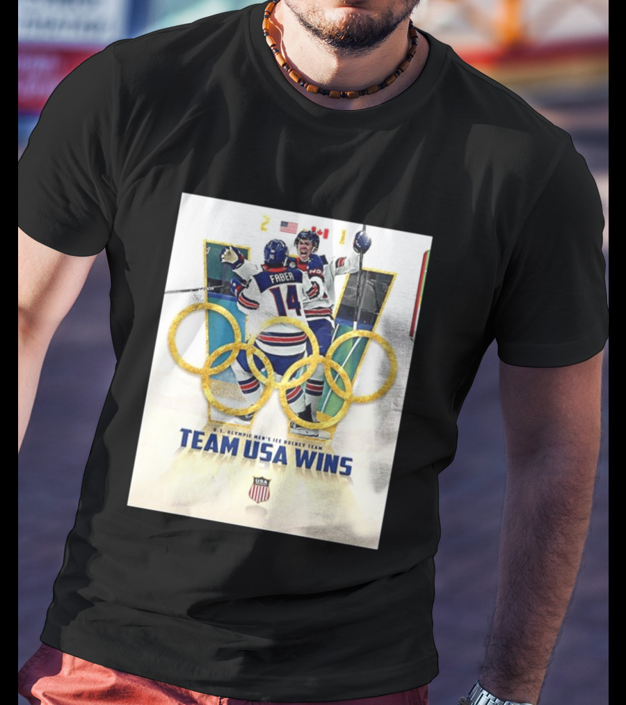 O.S. Olympic Men's Ice Hockey Team USA Wins Gold Against Canada 2 1 T-Shirt