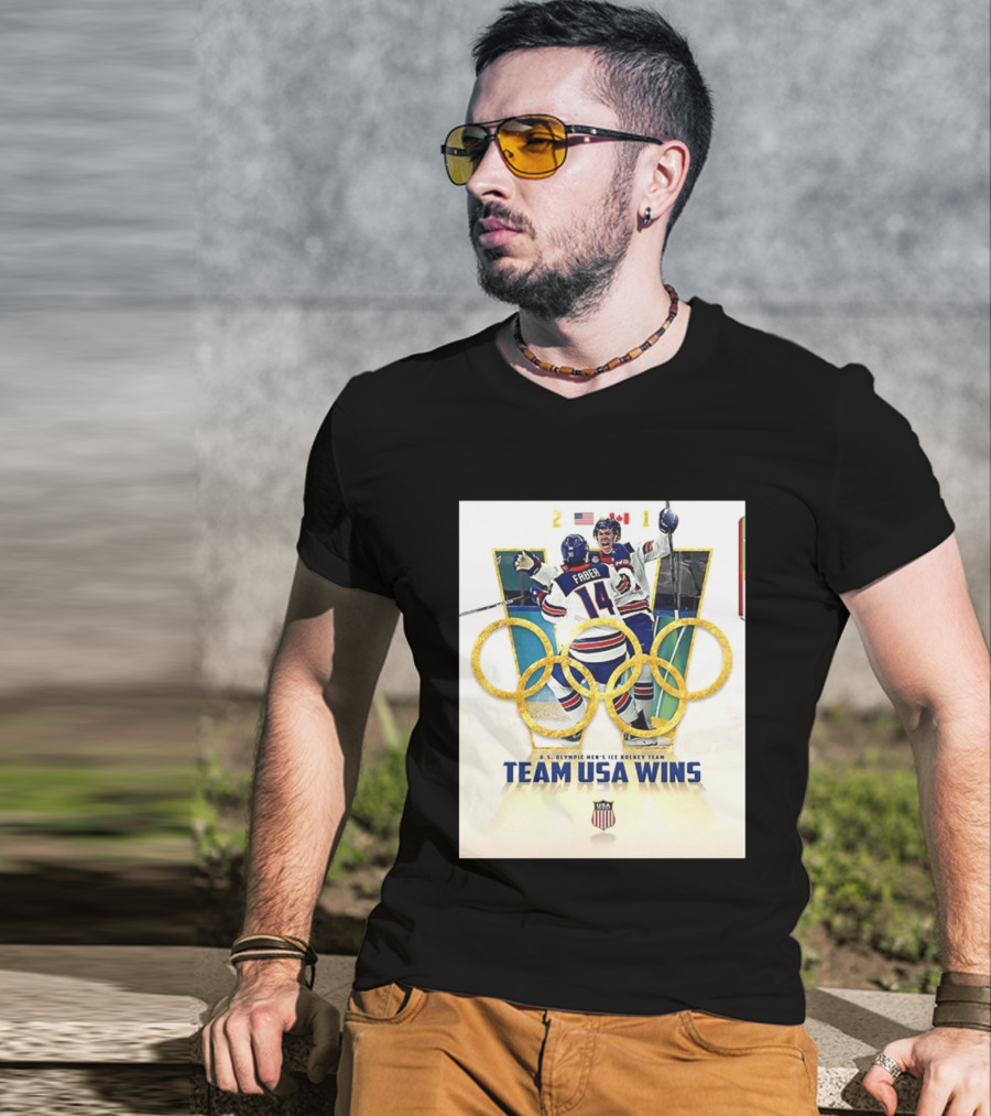 O.S. Olympic Men's Ice Hockey Team USA Wins Gold Against Canada 2 1 T-Shirt