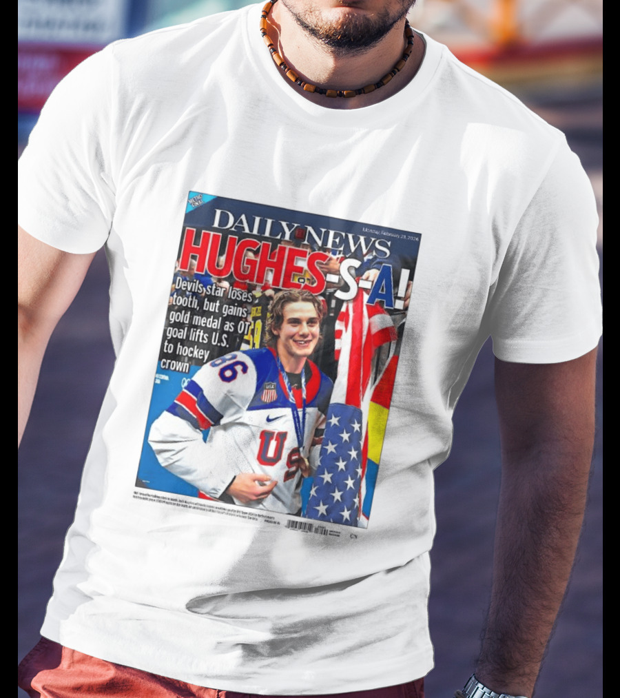 Daily News Jack Hughes S A Gold Medal US Hockey Devil Star T-Shirt
