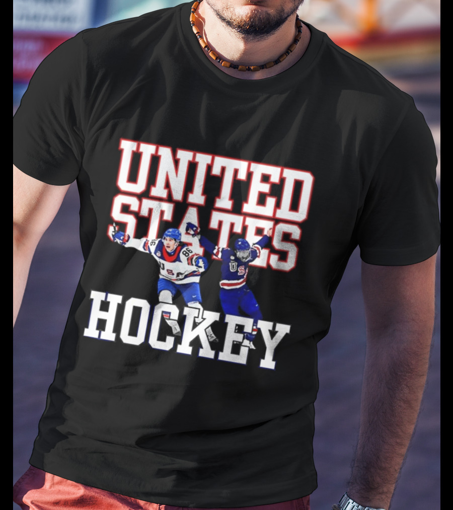 United States Hockey Players Celebration T-Shirt