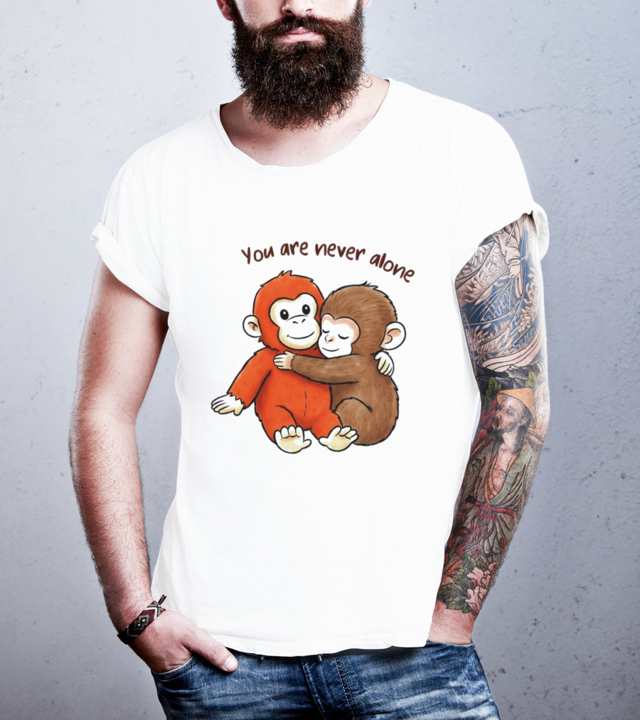 Punch The Monkey Panchi Kun You Are Never Alone Hugging Friends T-Shirt
