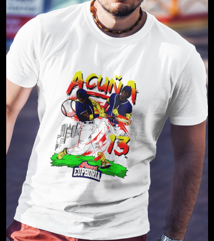 Acuna Euphoria Atlanta Braves 13 Hand Drawn T-Shirt