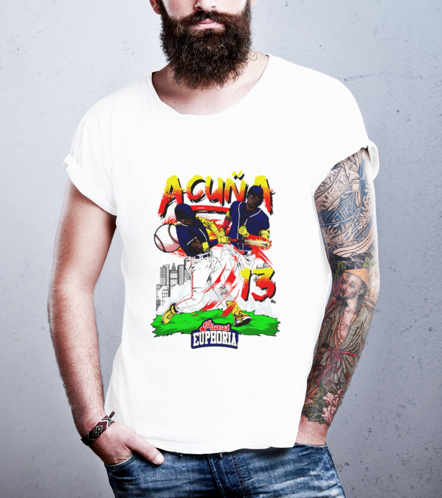 Acuna Euphoria Atlanta Braves 13 Hand Drawn T-Shirt