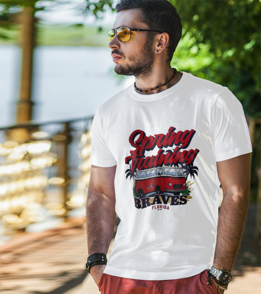 Spring Training Braves Florida Vintage VW Bus Palm Trees T-Shirt