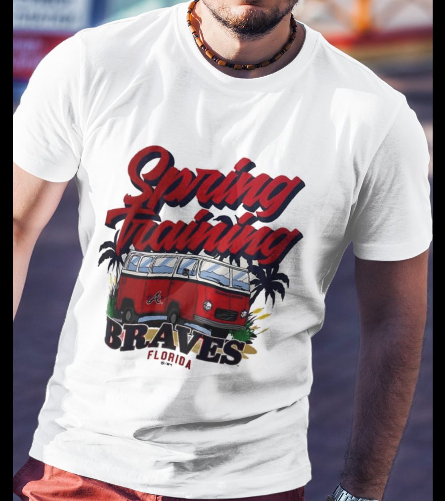 Spring Training Braves Florida Vintage VW Bus Palm Trees T-Shirt