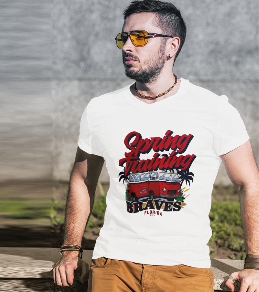 Spring Training Braves Florida Vintage VW Bus Palm Trees T-Shirt