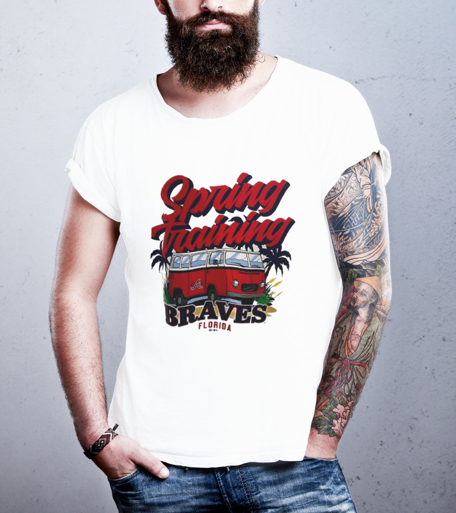 Spring Training Braves Florida Vintage VW Bus Palm Trees T-Shirt