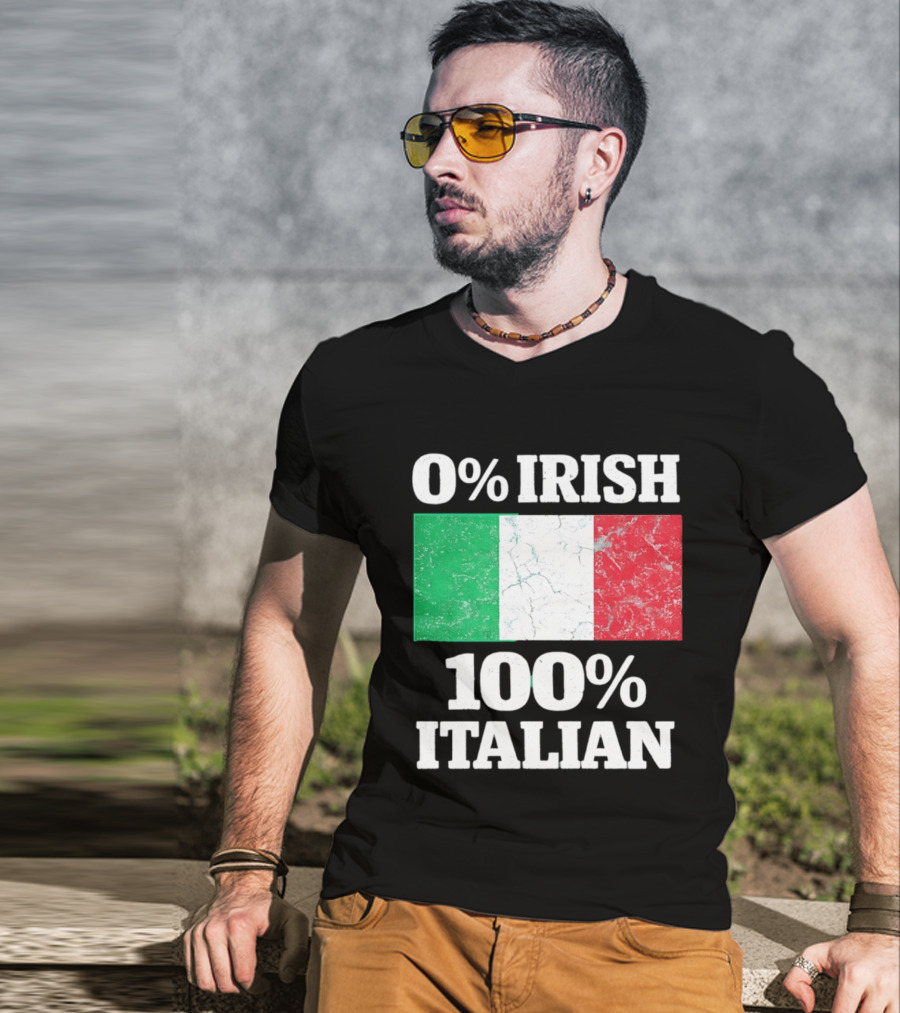 0 Irish 100 Italian Flag Heritage Pride Italy T-Shirt