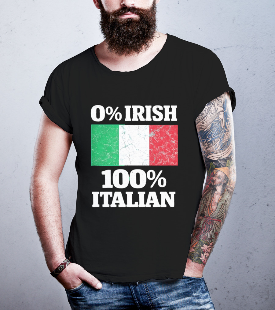 0 Irish 100 Italian Flag Heritage Pride Italy T-Shirt
