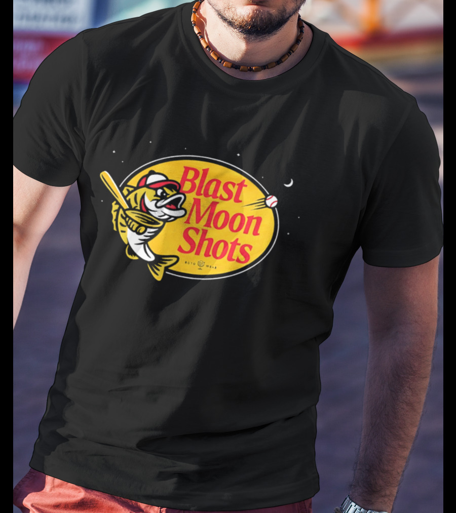 Blast Moon Shots Baseball Fish Swinging Bat T-Shirt