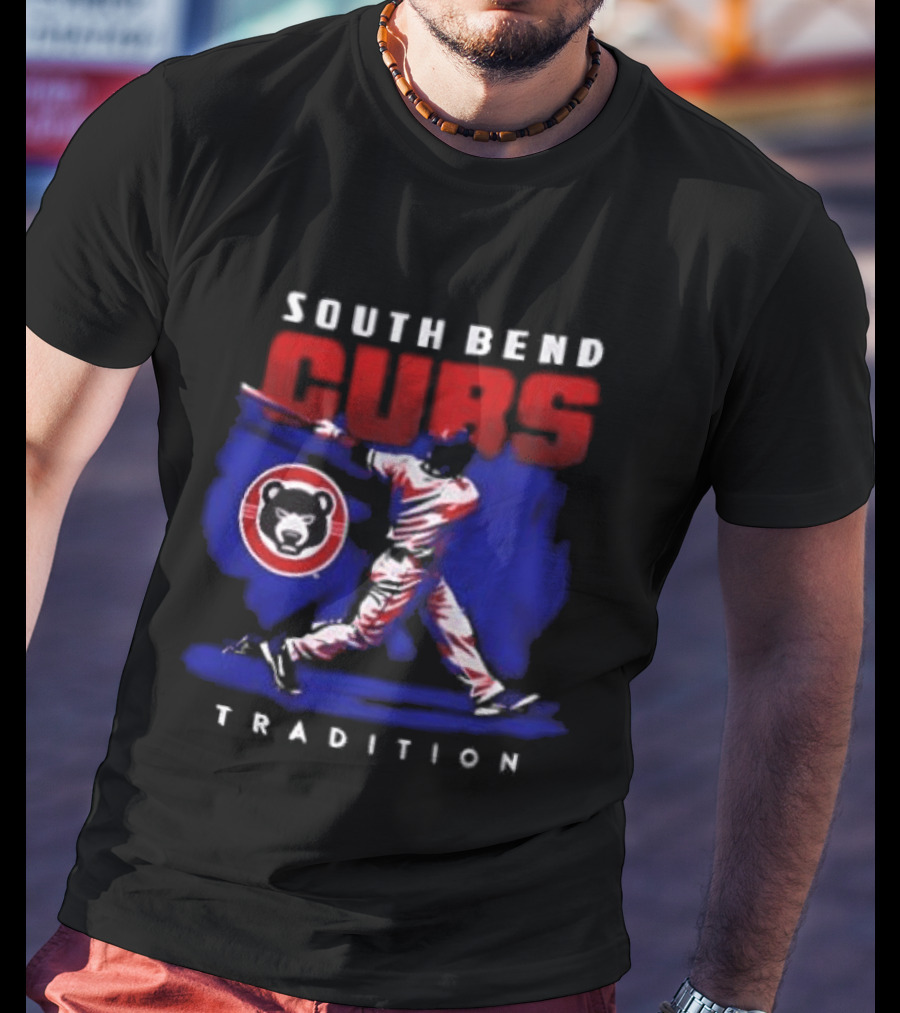 South Bend Cubs Tradition Vintage Baseball Player T-Shirt