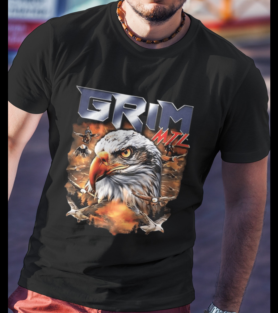 Grim MTL Bald Eagle Fierce Wildlife Scene T-Shirt