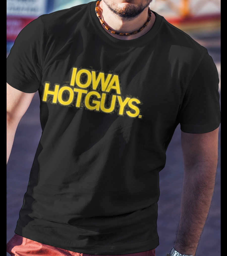 Iowa Hotguys Bold Yellow Typography Pullover T-Shirt