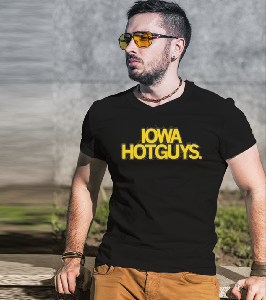 Iowa Hotguys Bold Yellow Typography Pullover T-Shirt