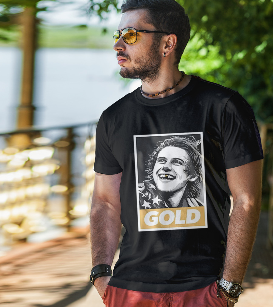 Jack Hughes Team USA 2026 Gold Hockey Smile Iconic Victory Celebration T-Shirt