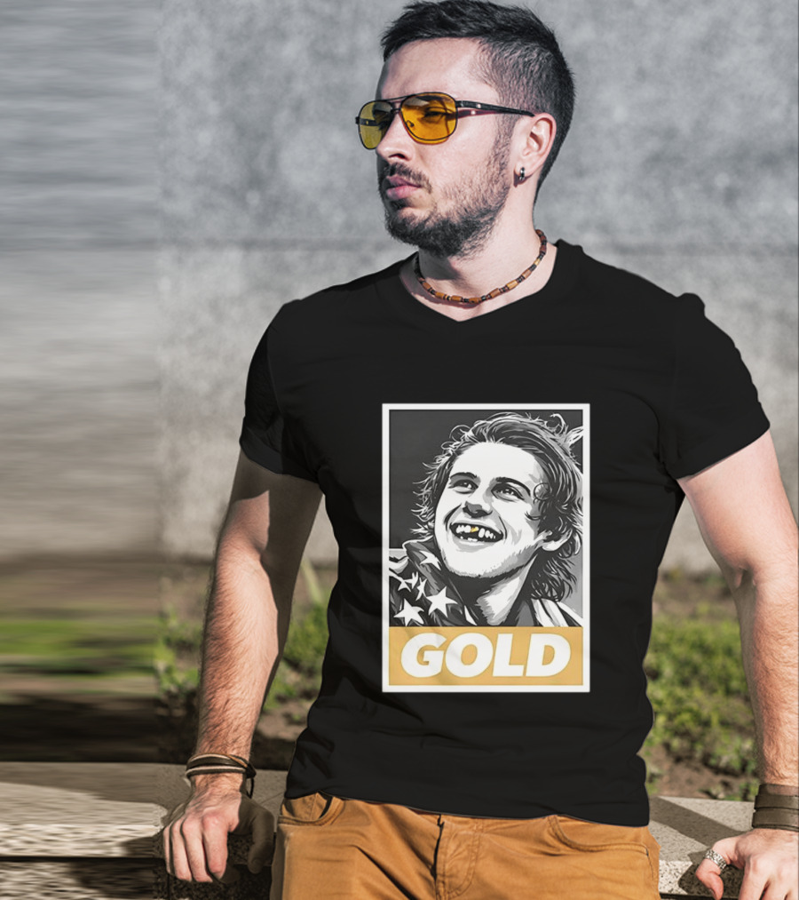 Jack Hughes Team USA 2026 Gold Hockey Smile Iconic Victory Celebration T-Shirt