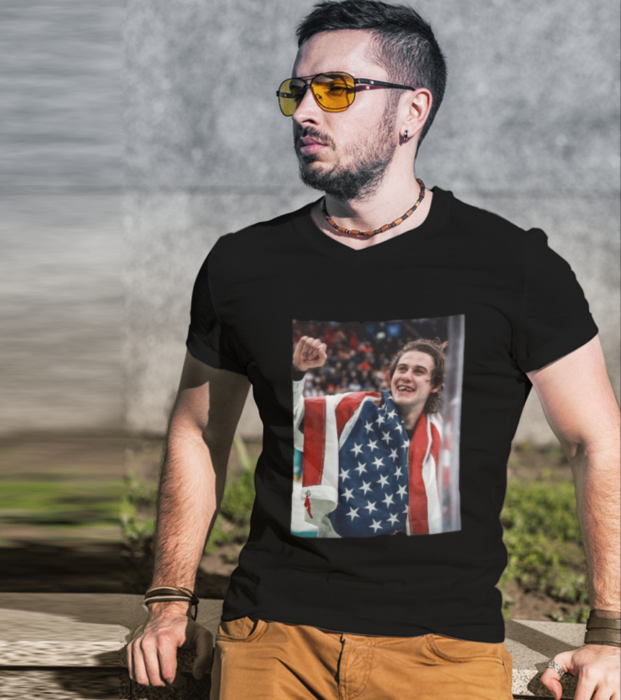 Jack Hughes USA Hockey Celebrates Gold Victory T-Shirt