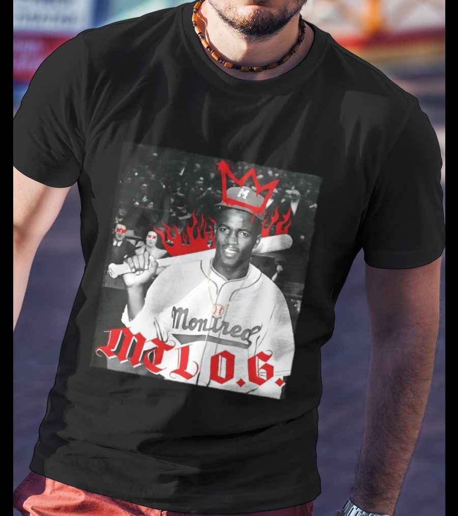 Jackie Robinson Montreal MTL O.G. Baseball Legend Icon Red Crown Flames T-Shirt