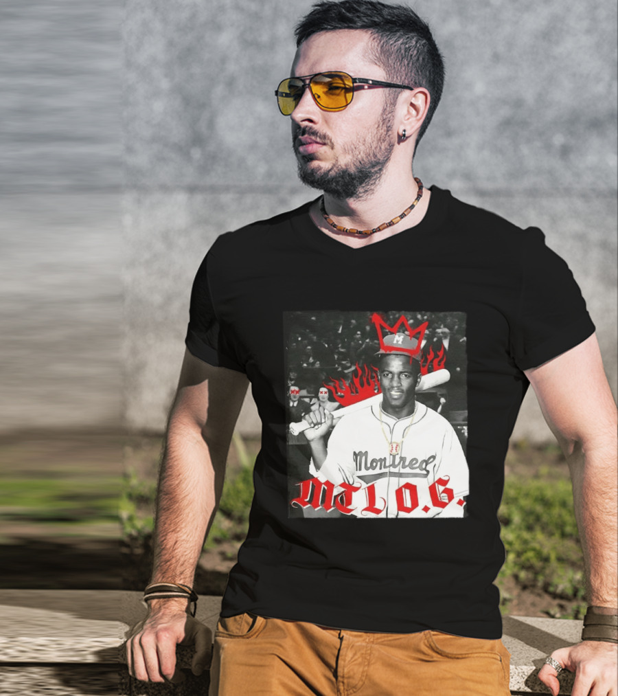 Jackie Robinson Montreal MTL O.G. Baseball Legend Icon Red Crown Flames T-Shirt