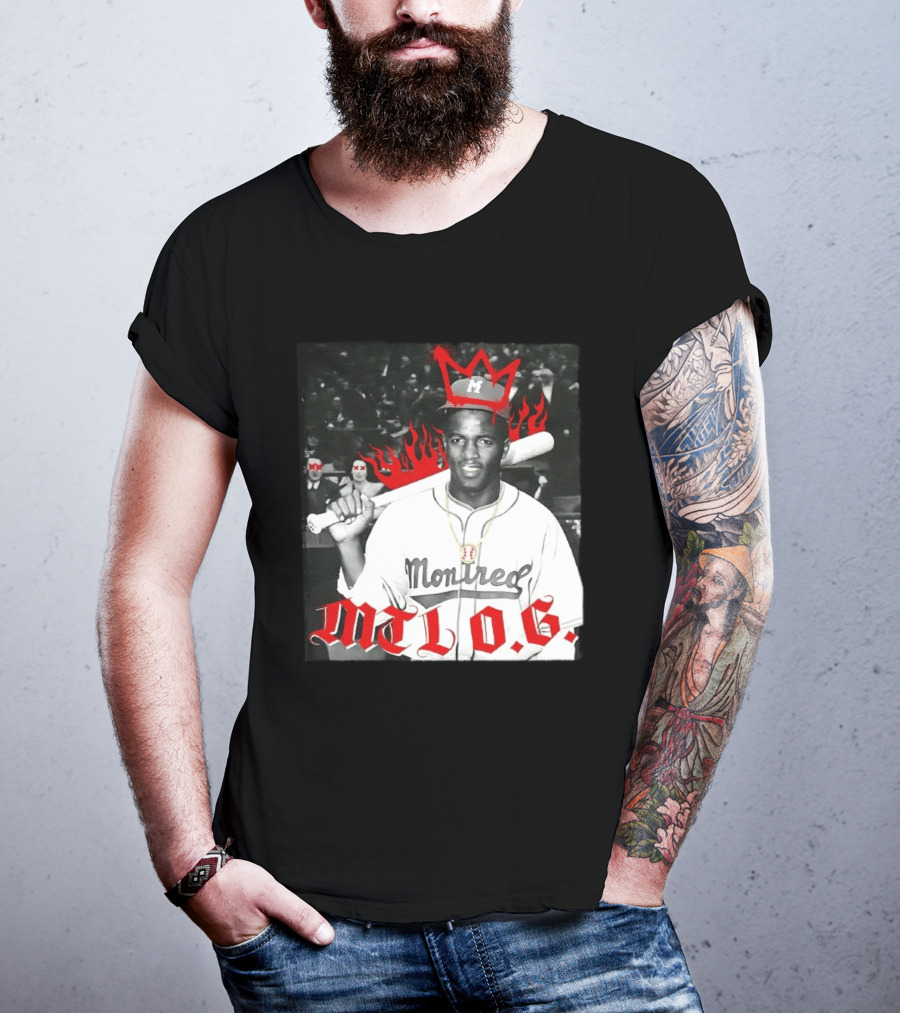 Jackie Robinson Montreal MTL O.G. Baseball Legend Icon Red Crown Flames T-Shirt