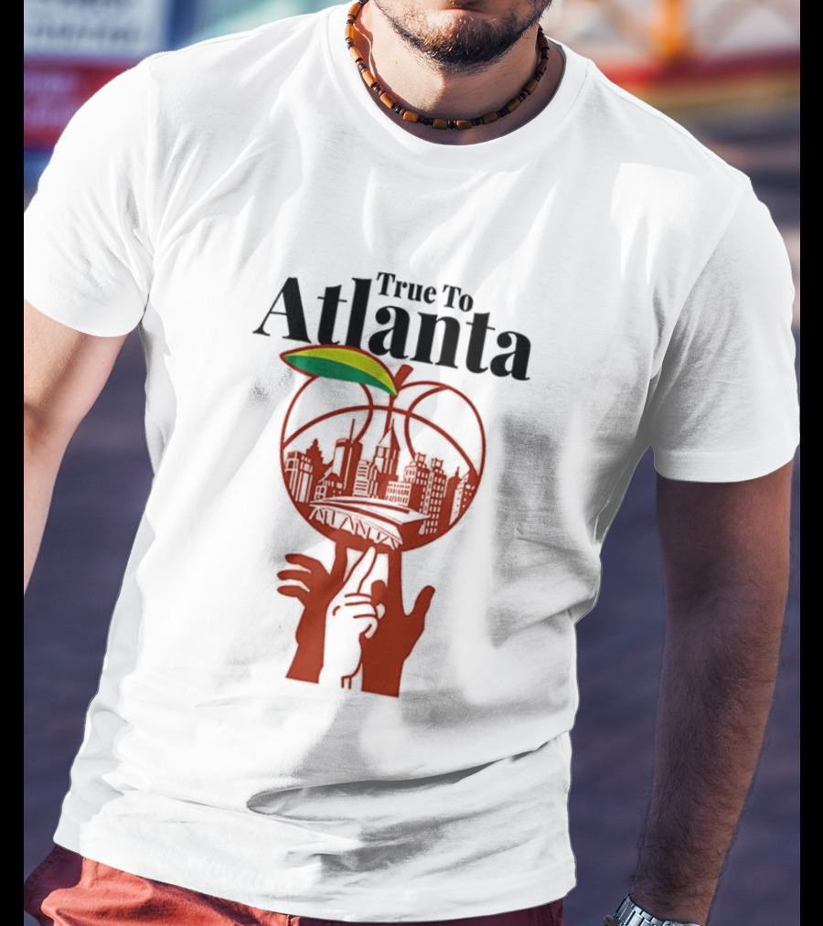 True To Atlanta City Skyline In Peach T-Shirt