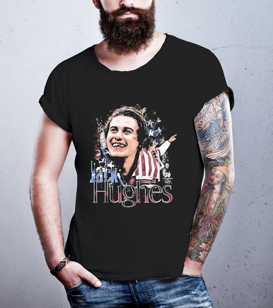 Jack Hughes USA Flag Stars And Stripes Celebration 2026 Winter Olympics T-Shirt
