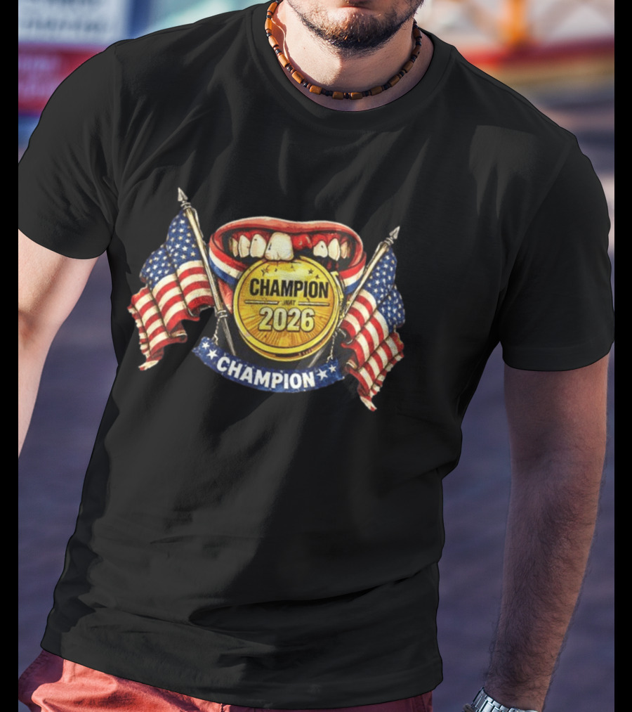 Jack Hughes Toothless Champion 2026 Gold Medal Team USA Hockey T-Shirt