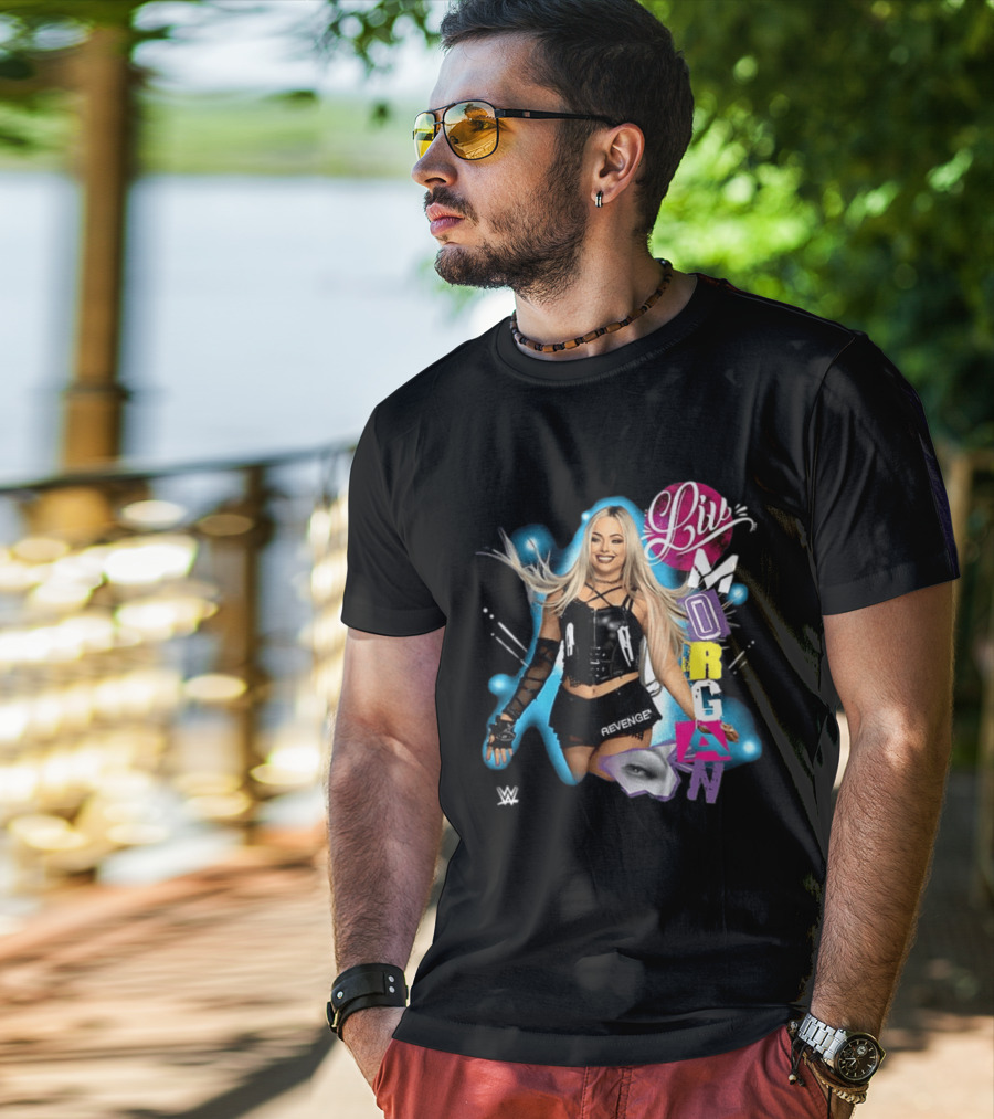 Liv Morgan WWE Revenge Posing With Vibrant Cutout Name T-Shirt