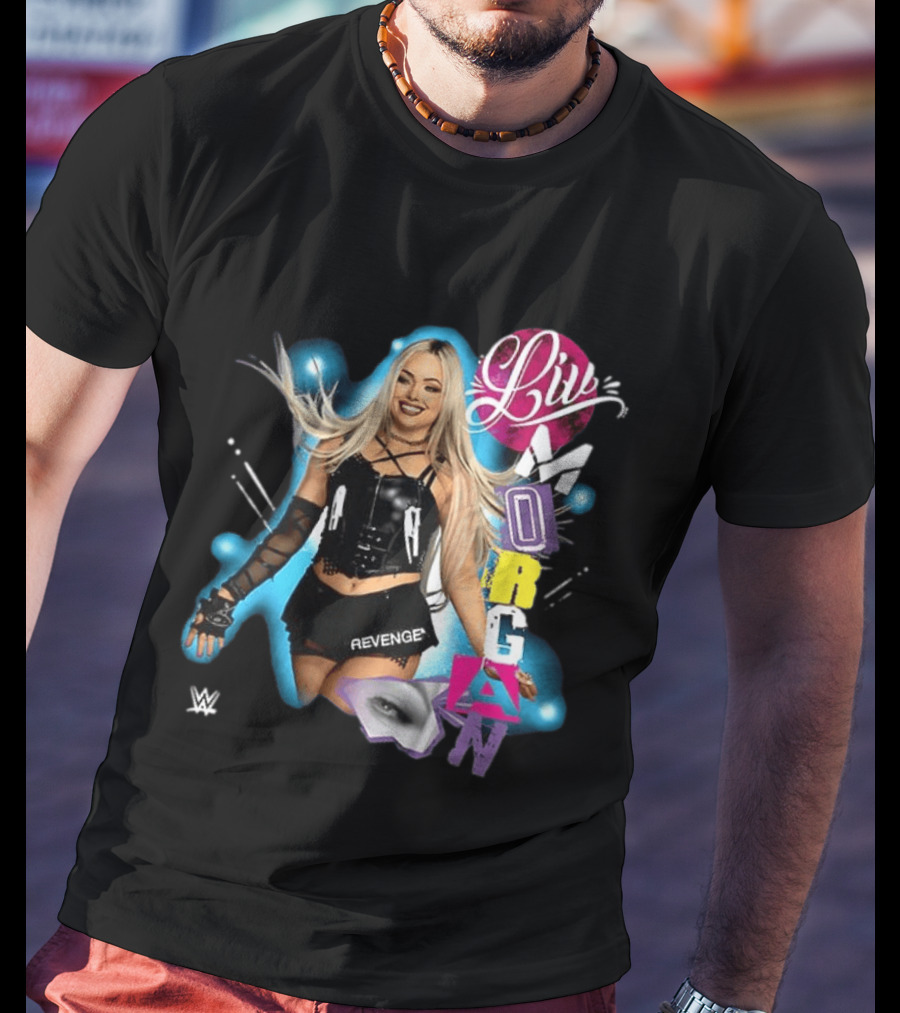 Liv Morgan WWE Revenge Posing With Vibrant Cutout Name T-Shirt
