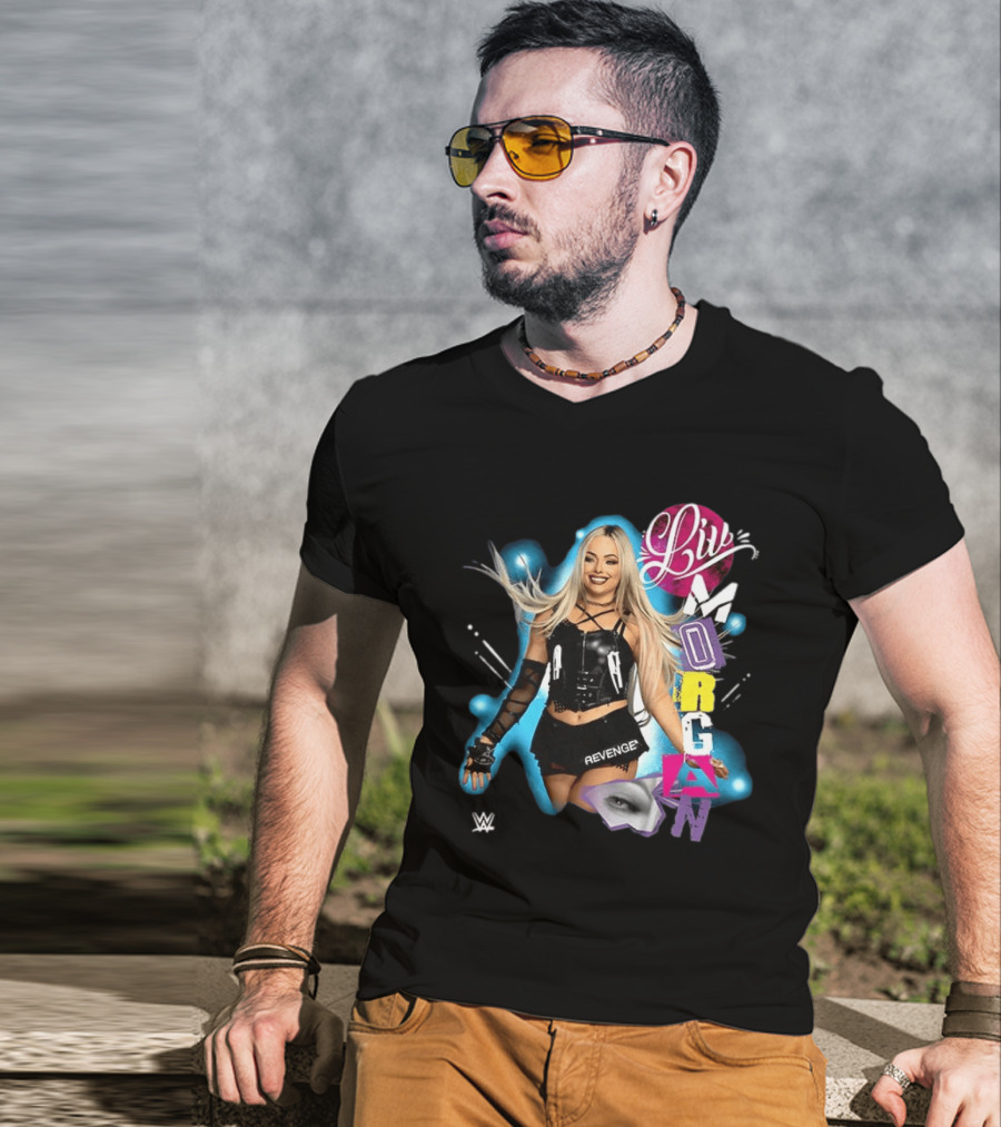 Liv Morgan WWE Revenge Posing With Vibrant Cutout Name T-Shirt