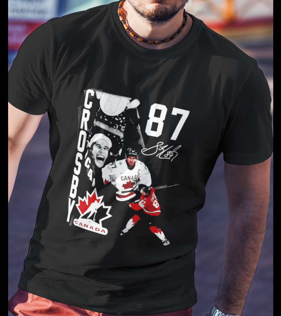 Crosby 87 Canada Hockey Maple Leaf Number Signature T-Shirt