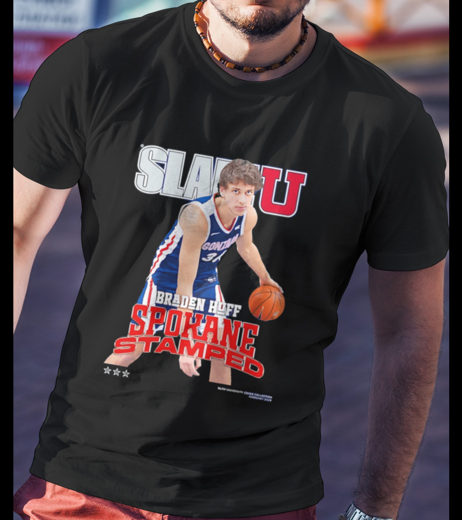 Braden Huff Gonzaga Bulldogs SlamU Spokane Stamped Basketball T-Shirt