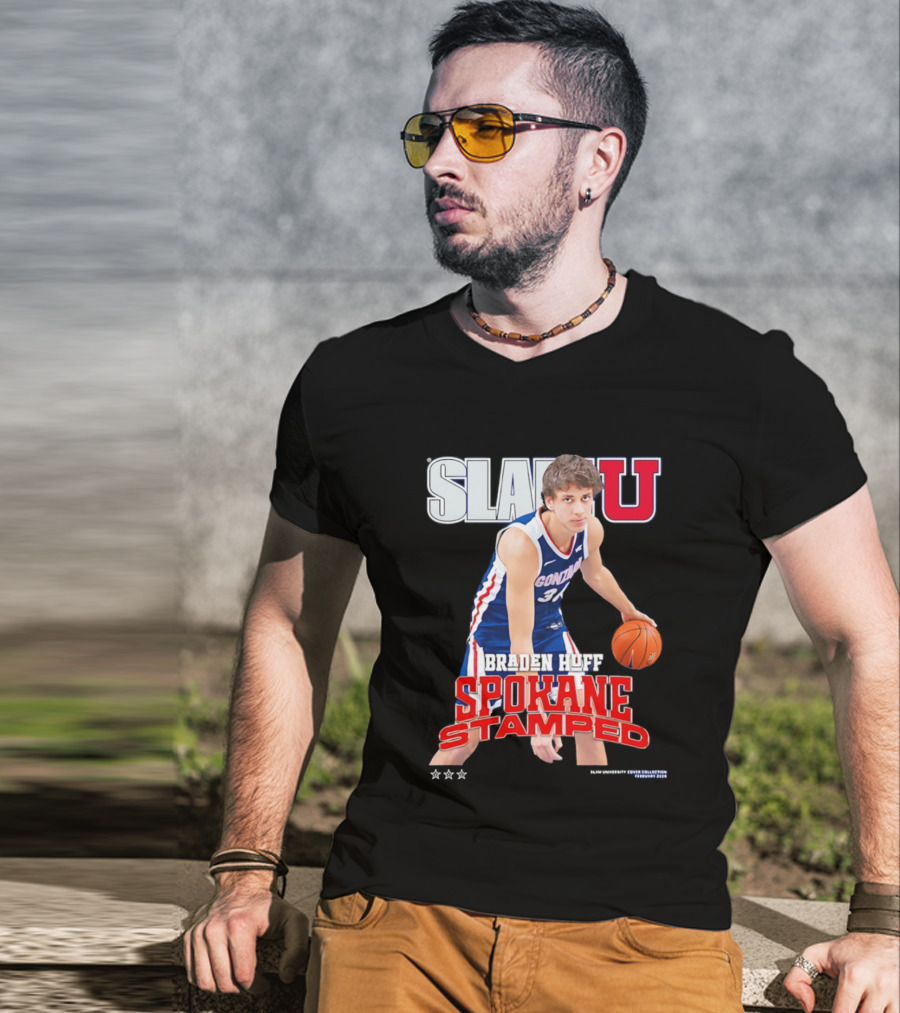 Braden Huff Gonzaga Bulldogs SlamU Spokane Stamped Basketball T-Shirt