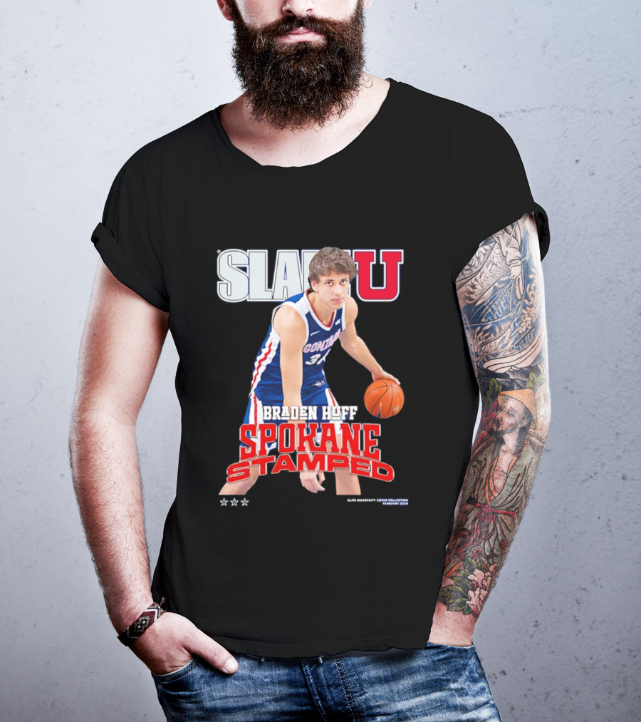 Braden Huff Gonzaga Bulldogs SlamU Spokane Stamped Basketball T-Shirt