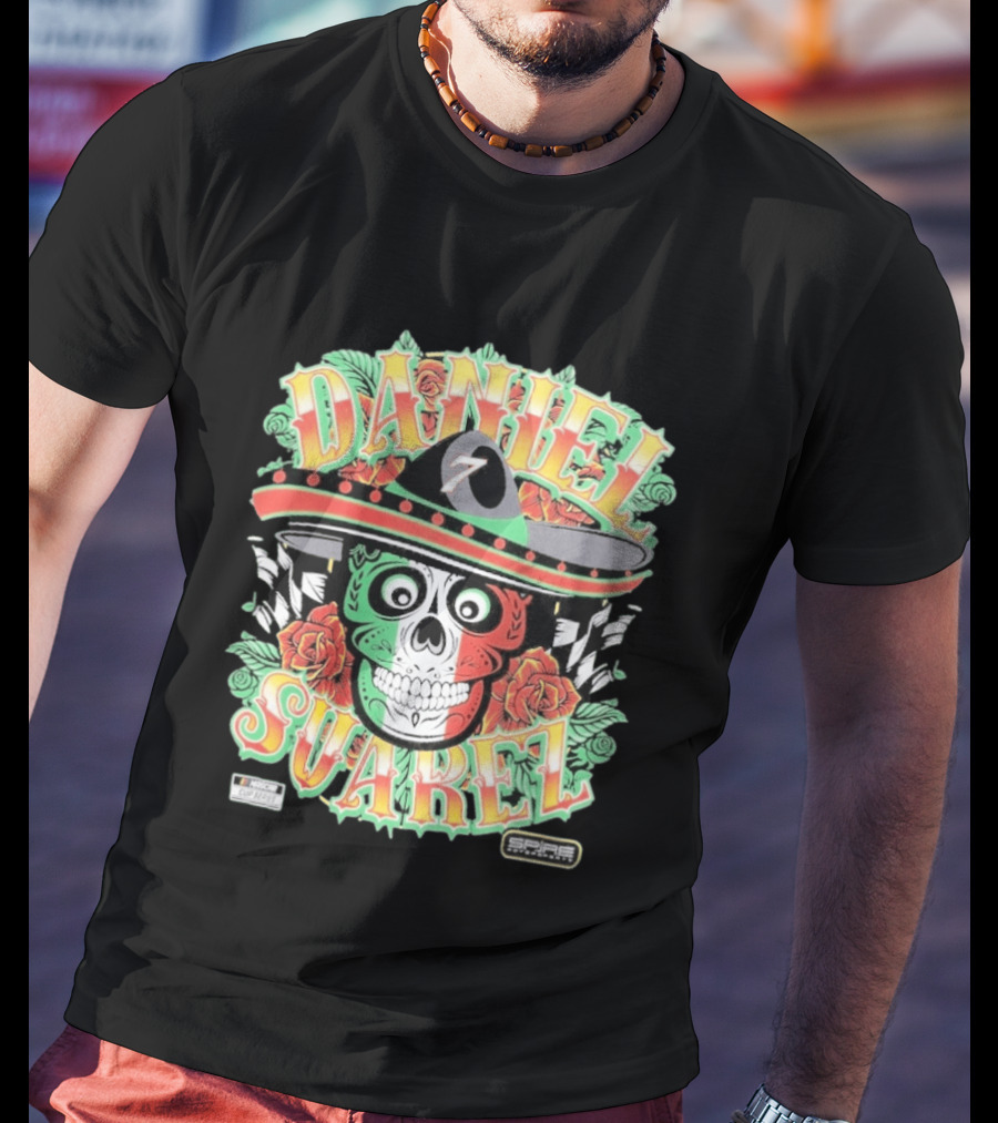 Daniel Suarez Sombrero Skull #7 Spire Motorsports NASCAR Cup Series T-Shirt