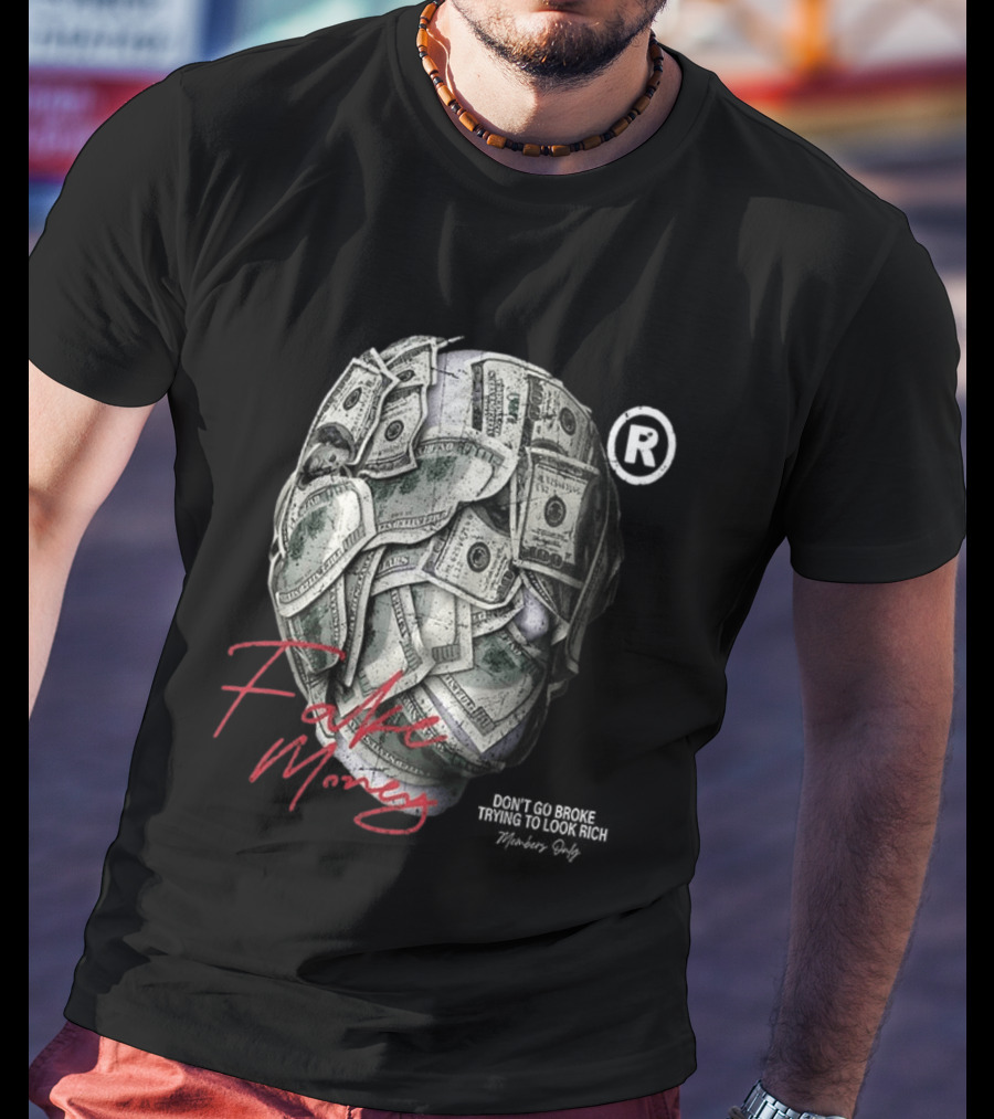 Fake Money Masked Head Members Only Rich Trademark T-Shirt